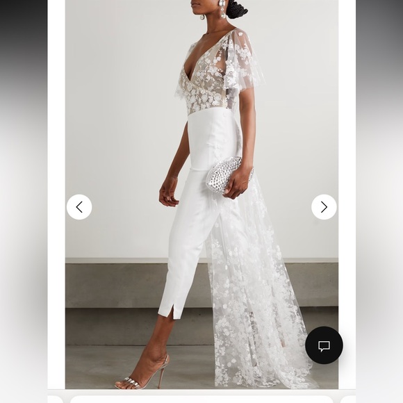 Rime Arodaky Malak Embroidered Tulle and Crepe Bridal Jumpsuit - Picture 3 of 9